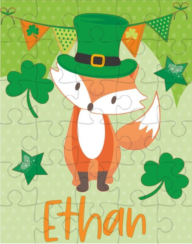 St. Patrick's Day Personalized Fox Puzzle for Kids