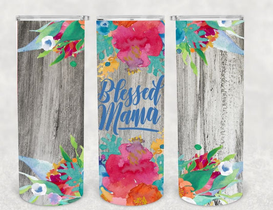 Blessed Mama Skinny Tumbler