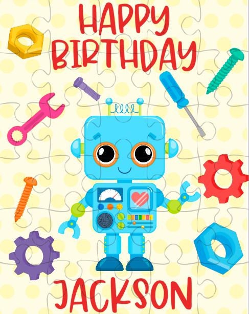 Birthday Robot Personalized Puzzle for Kids
