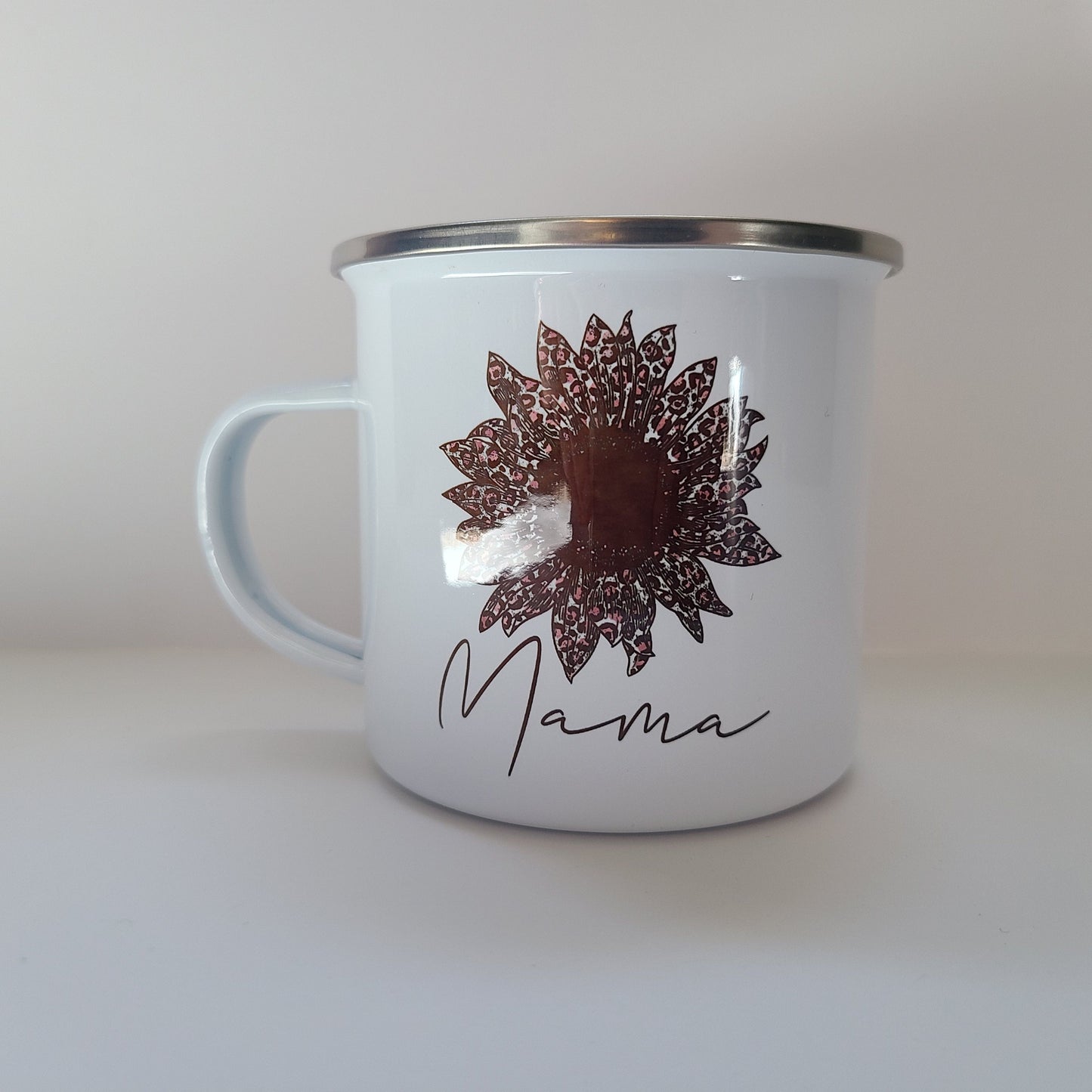 Mama Leopard Sunflower Small Enamel Mug