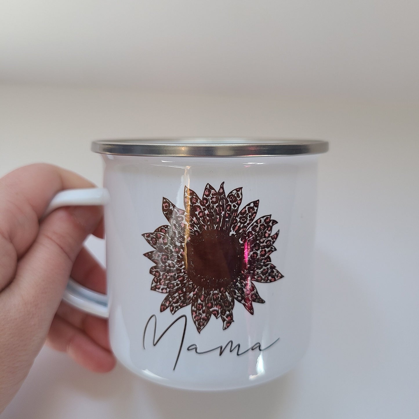 Mama Leopard Sunflower Small Enamel Mug