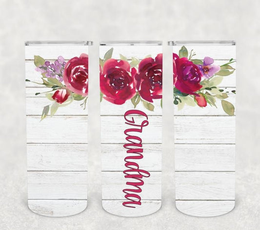 Grandma Floral Skinny Tumbler