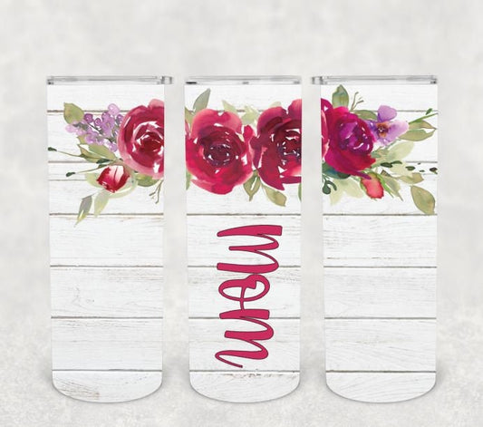 Mom Floral Skinny Tumbler