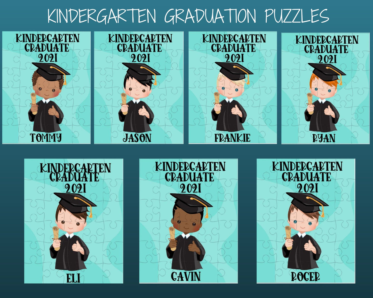 Kindergarten Graduation Personalized Puzzle for Boys