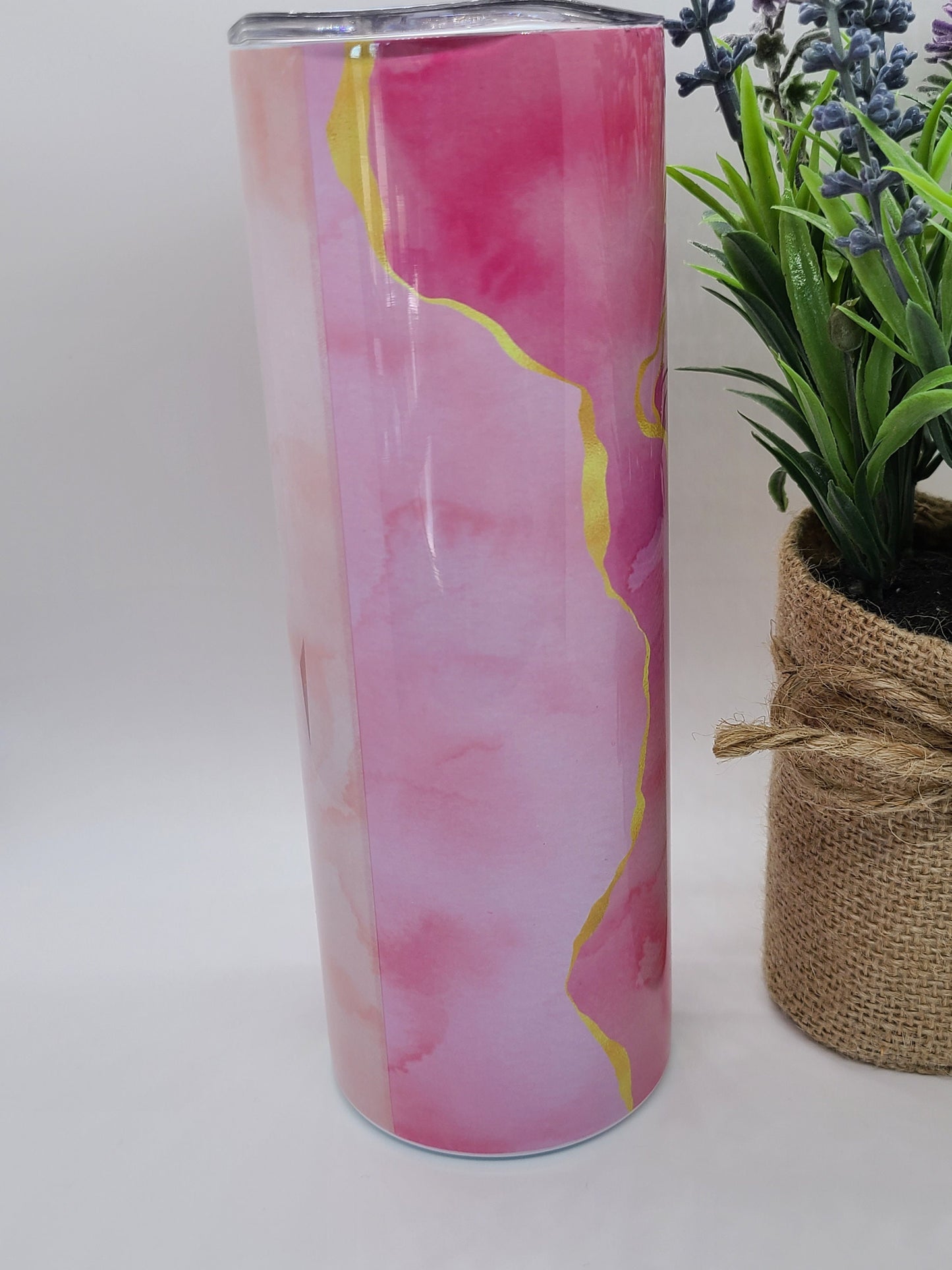 Pink and Gold Mom Pink Skinny Tumbler