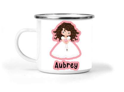 First Communion Girls Personalized Small Enamel Mug