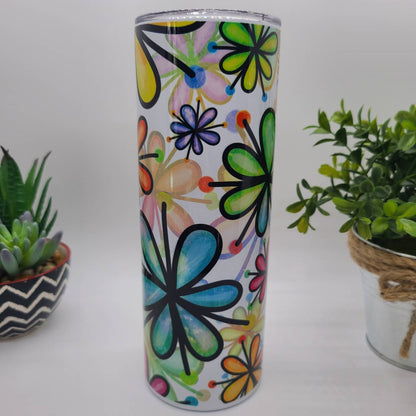 Multicolor Flower 20 oz Skinny Tumbler