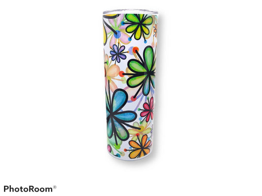 Multicolor Flower 20 oz Skinny Tumbler