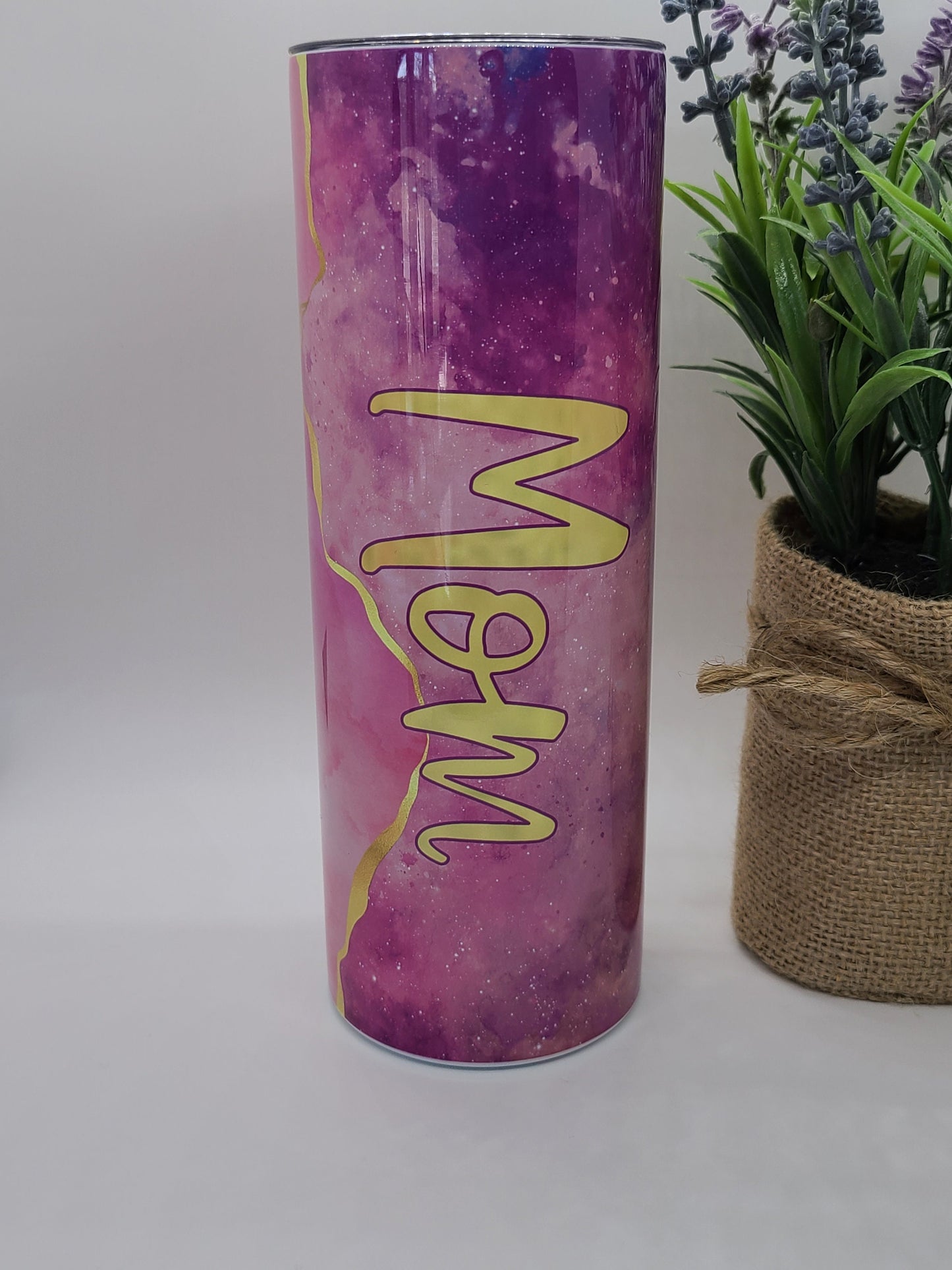 Pink and Gold Mom Pink Skinny Tumbler