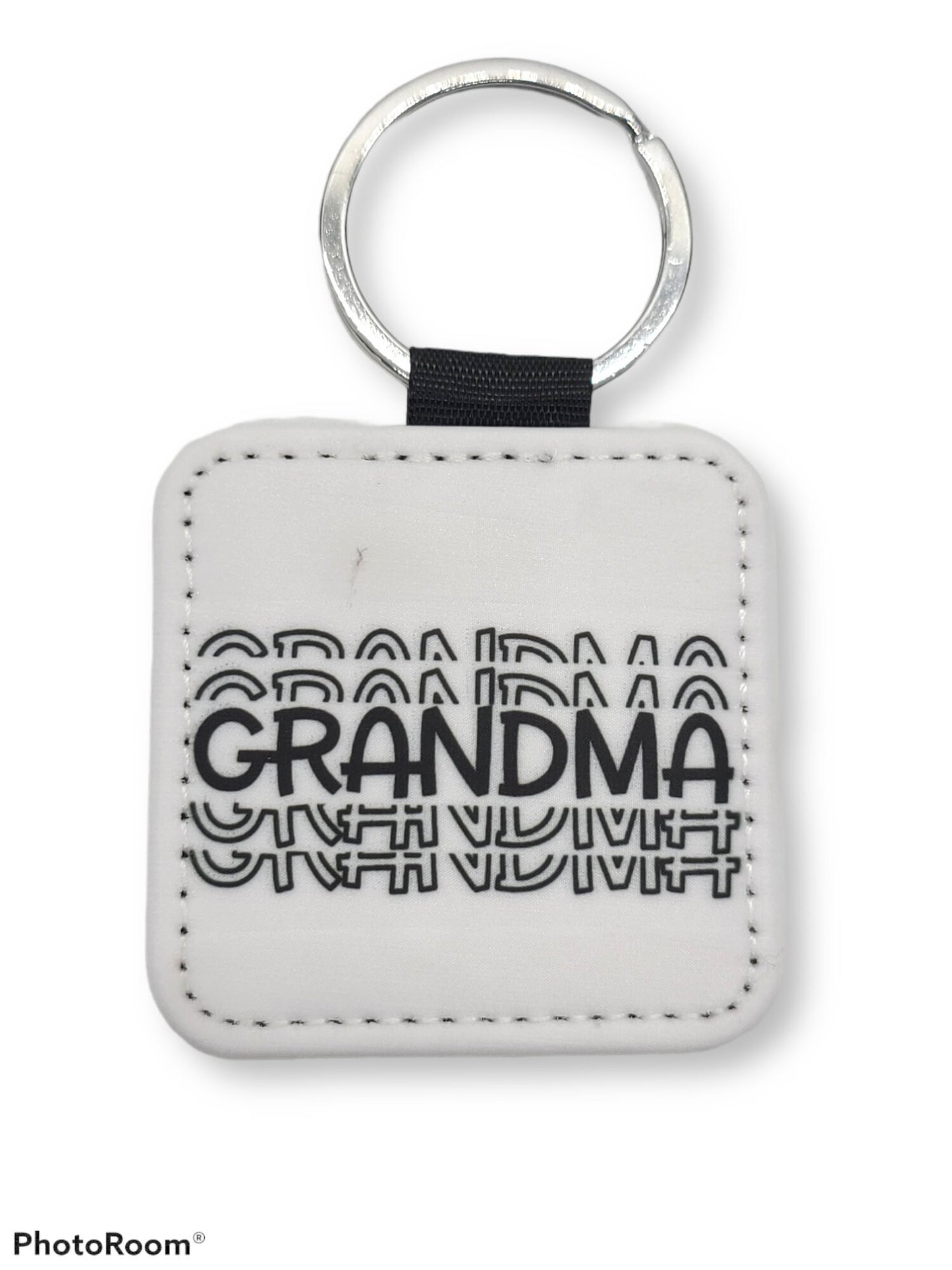 Grandma Faux Leather Keychain with Glitter Backing