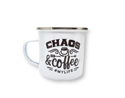 Chaos & Coffee Small Enamel Mug