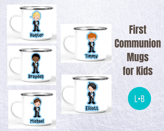First Communion Boys Personalized Small Enamel Mug