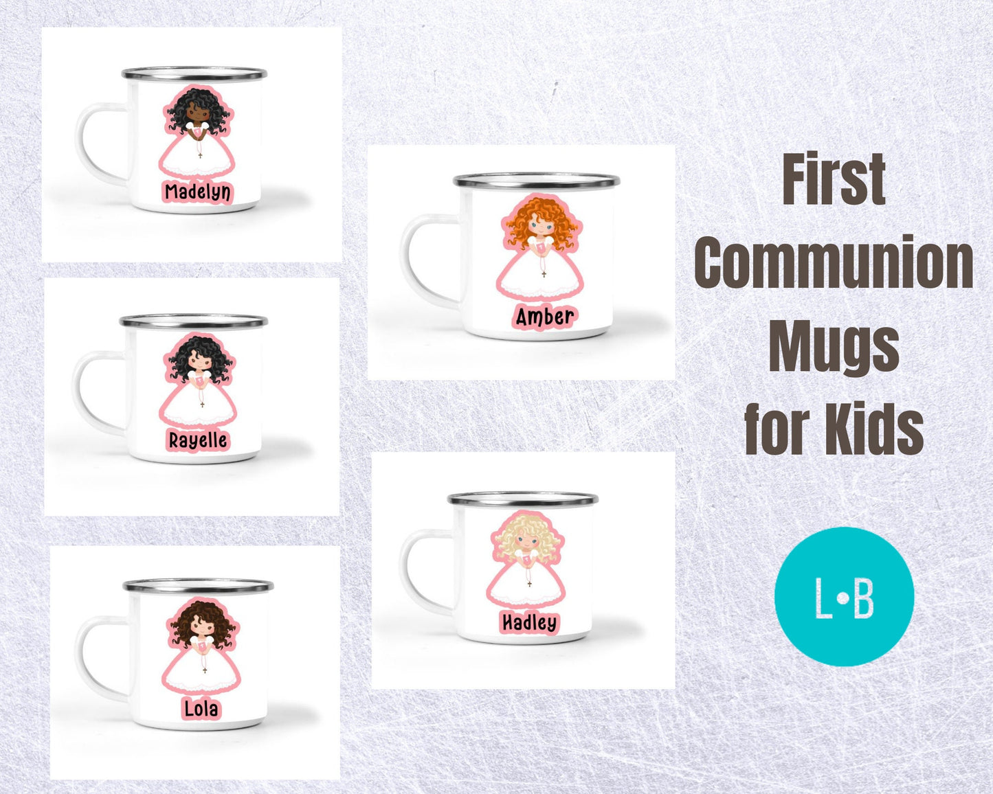 First Communion Girls Personalized Small Enamel Mug