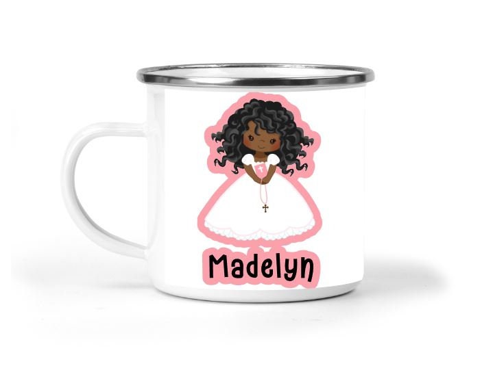 First Communion Girls Personalized Small Enamel Mug