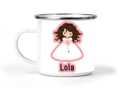 First Communion Girls Personalized Small Enamel Mug