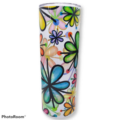 Multicolor Flower 20 oz Skinny Tumbler