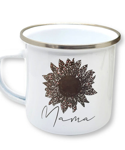 Mama Leopard Sunflower Small Enamel Mug