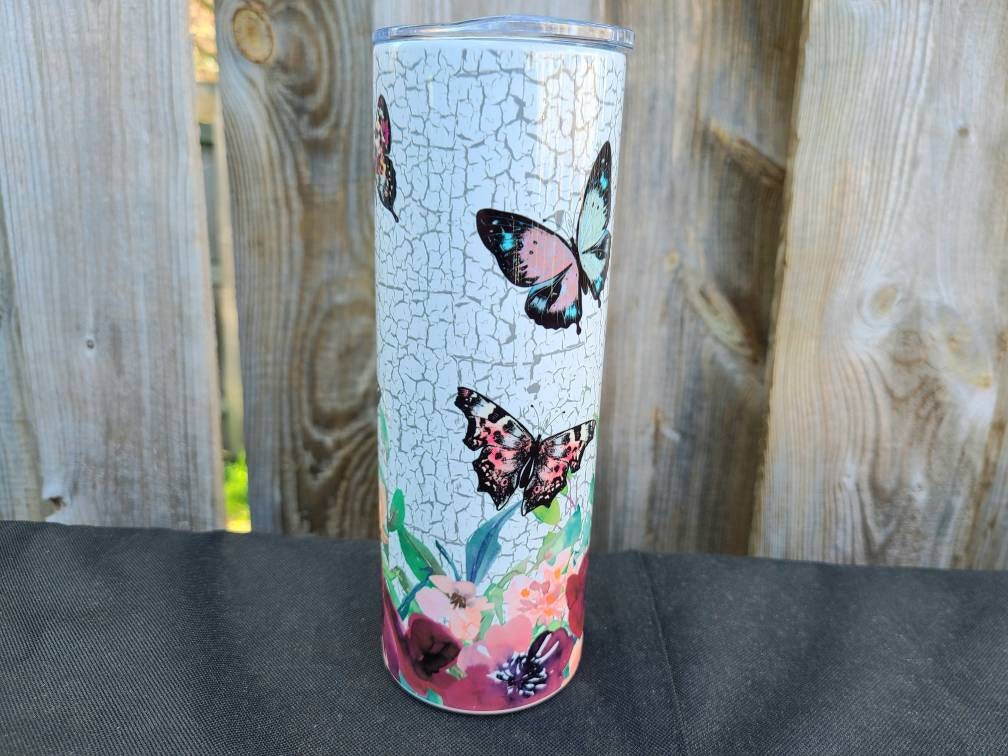 Butterfly Floral 20 oz Skinny Tumbler