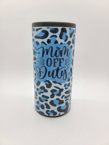 Mom Off Duty Colored Leopard Skinny Can Cooler