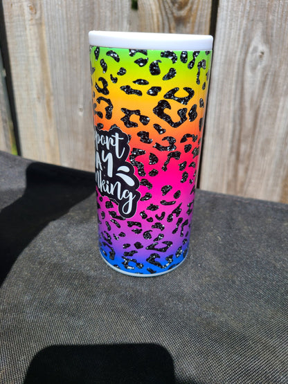 Bright Colored Leopard Print Skinny Can Cooler - Support Day Drinking