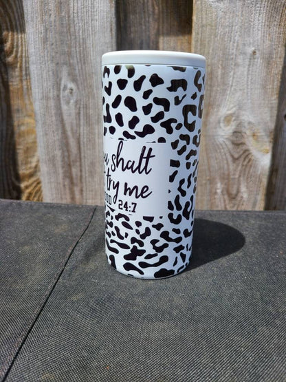 Funny Leopard Print Skinny Can Cooler