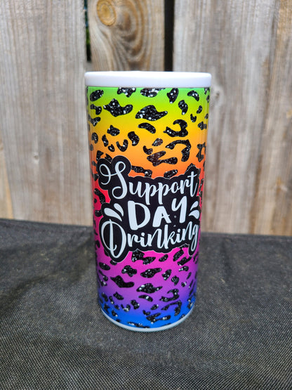Bright Colored Leopard Print Skinny Can Cooler - Support Day Drinking