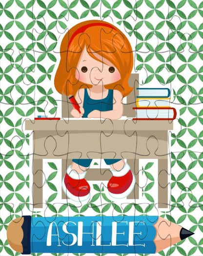 Back to School Girl Personalized Puzzle