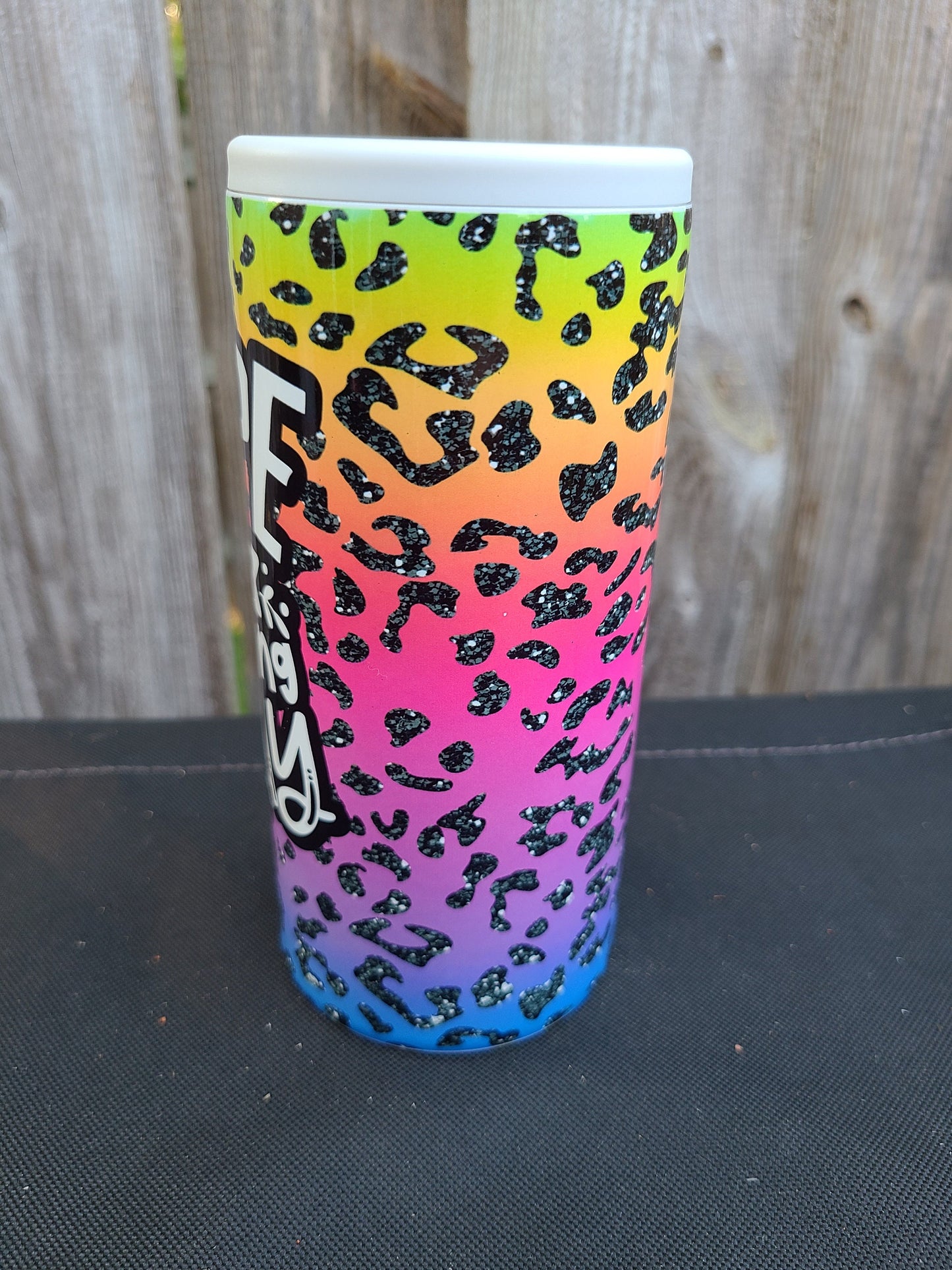 Bright Colored Leopard Print Skinny Can Cooler - Nope Not Adulting Today
