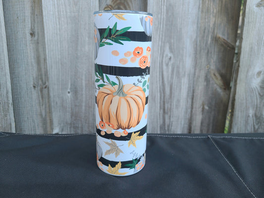 Pumpkin Stripe Fall 20 oz Skinny Tumbler