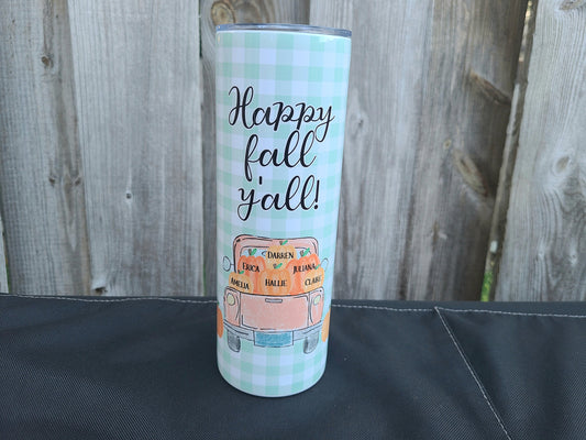 Happy Fall Y'all Pumpkin Skinny Tumbler