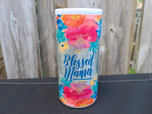Blessed Mama Floral Skinny Can Cooler