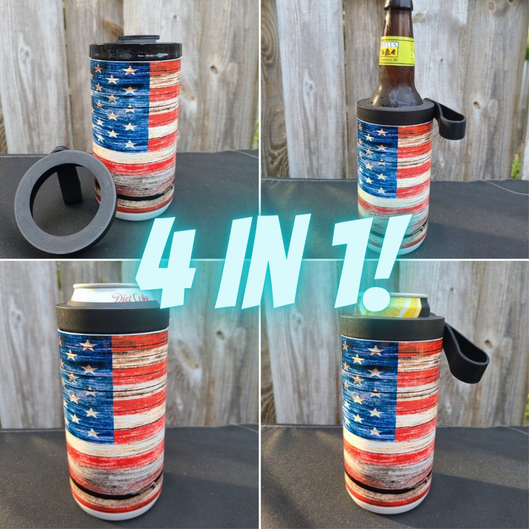 American Flag 4 in 1 Can Cooler