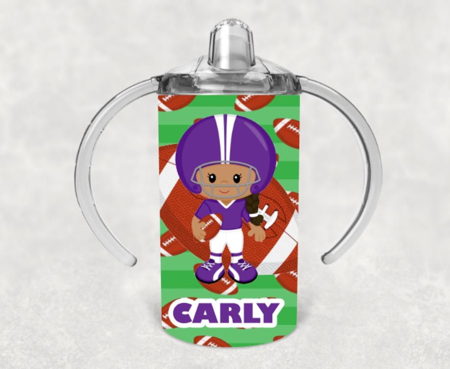 Football Girl Personalized Sippy Cup with Bonus Lid