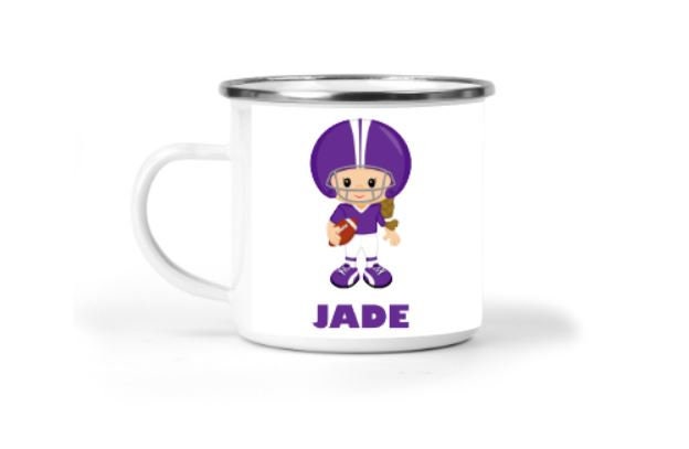 Football Girls Personalized Small Enamel Mug