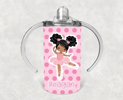Ballerina Girl Sippy Cup with Bonus Lid - Personalized