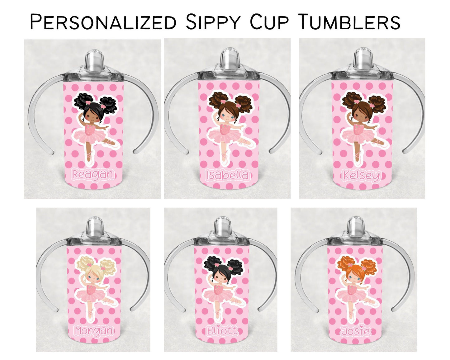 Ballerina Girl Sippy Cup with Bonus Lid - Personalized