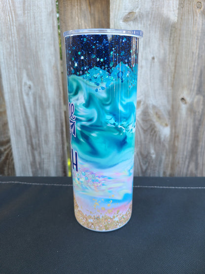 Take Me To the Beach 20 oz Skinny Tumbler - FAUX Glitter