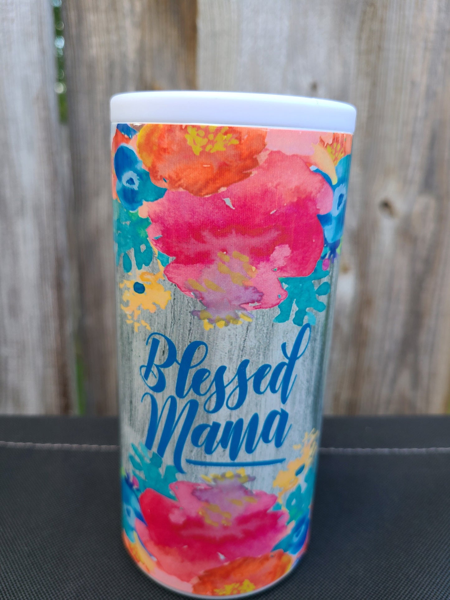 Blessed Mama Floral Skinny Can Cooler