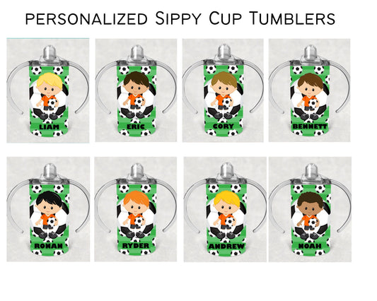 Soccer Boy Sippy Cup with Bonus Lid Personalized