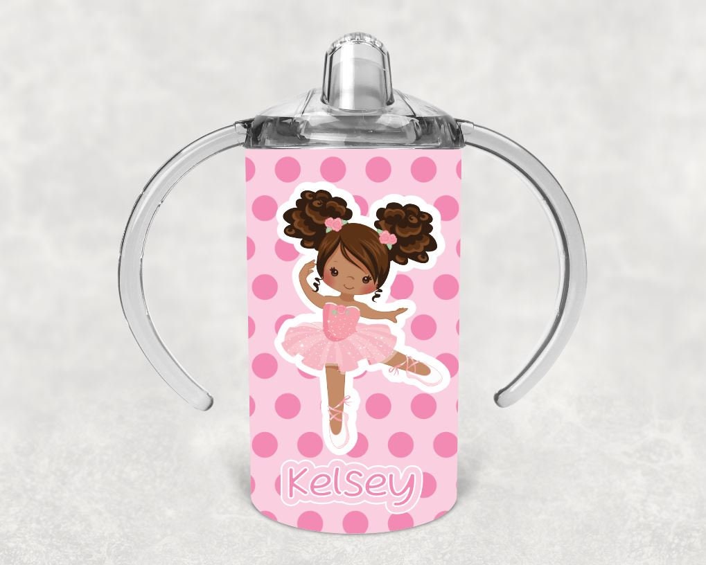 Ballerina Girl Sippy Cup with Bonus Lid - Personalized
