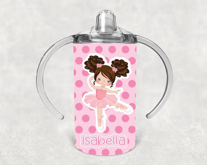 Ballerina Girl Sippy Cup with Bonus Lid - Personalized