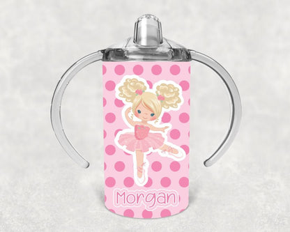 Ballerina Girl Sippy Cup with Bonus Lid - Personalized