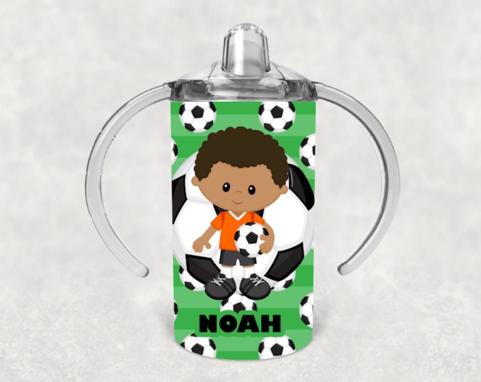Soccer Boy Sippy Cup with Bonus Lid Personalized