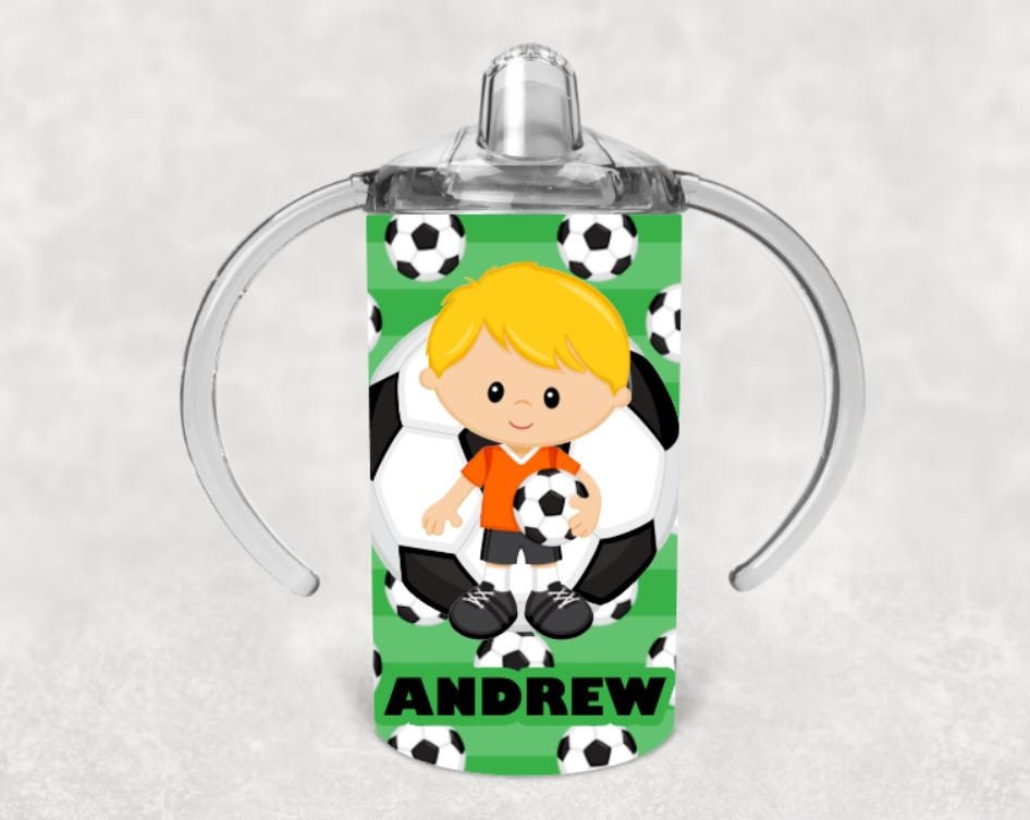 Soccer Boy Sippy Cup with Bonus Lid Personalized