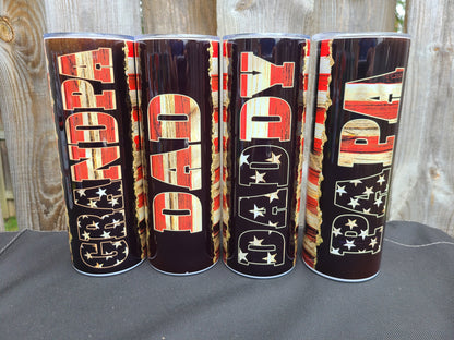 American Flag Grandpa 20 oz Skinny Tumbler
