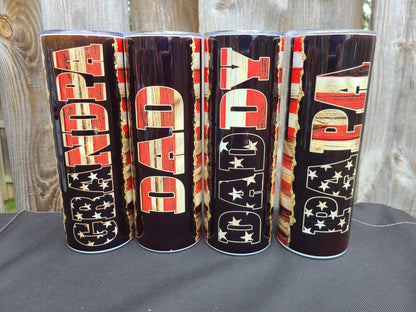 American Flag Papa 20 oz Skinny Tumbler