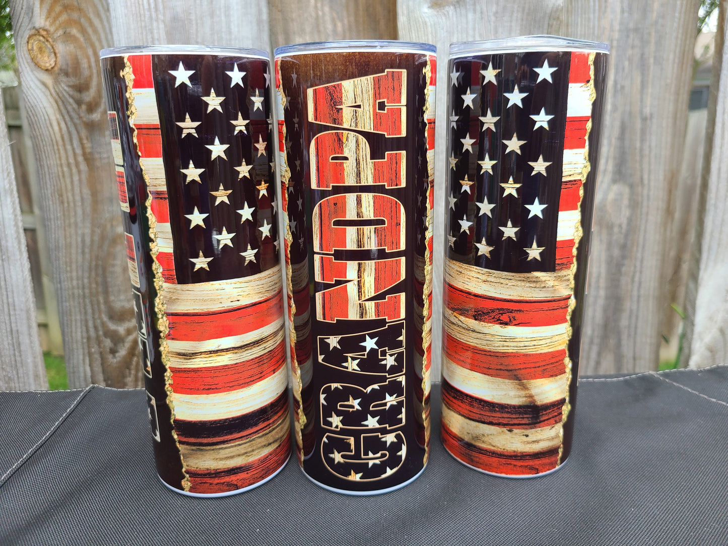 American Flag Grandpa 20 oz Skinny Tumbler