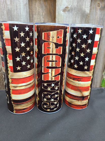 American Flag Grandpa 20 oz Skinny Tumbler