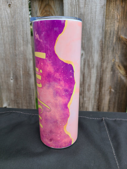 Personalized Pink and Gold Skinny Tumbler