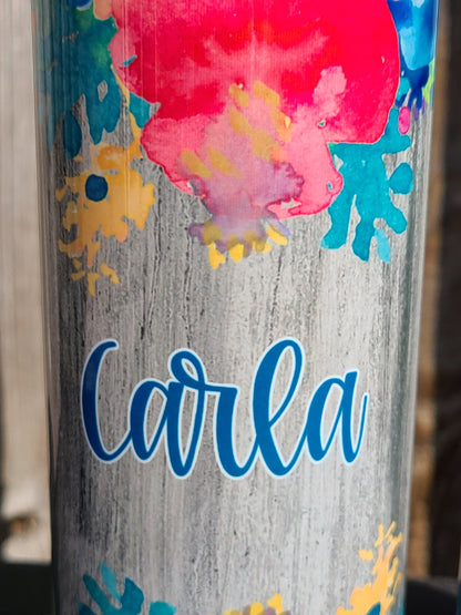Floral Personalized Skinny Tumbler